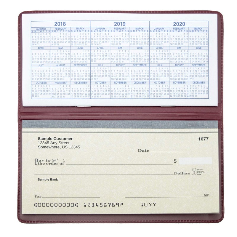 CAROUSELCHECKS Burgundy Vinyl Checkbook Cover, Top Tear Personal Vinyl Checkbook Cover - Image 2